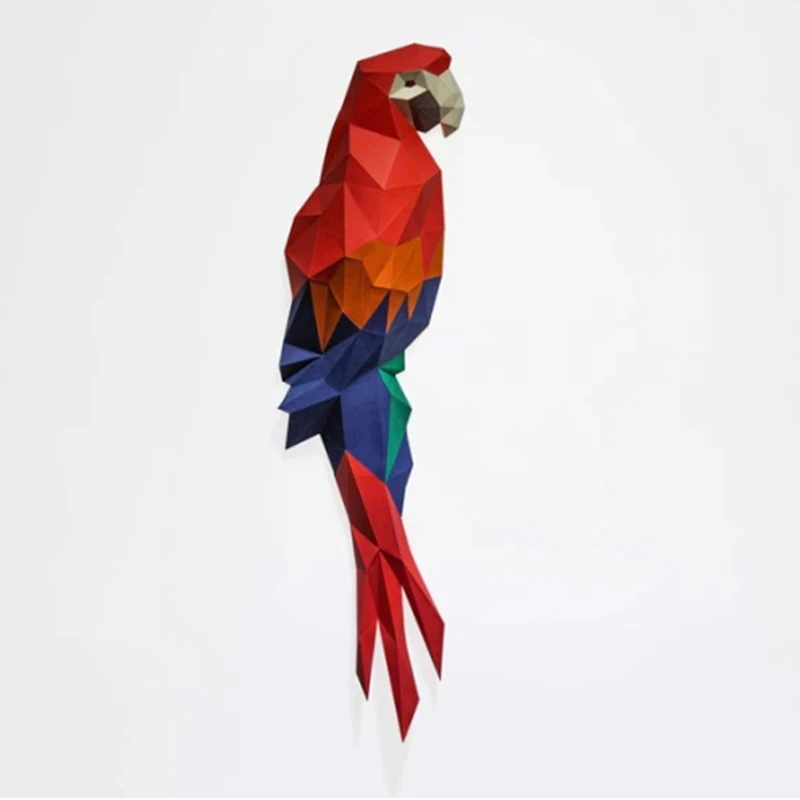 Parrot 3D Paper Model  DIY Origami Bird Animal Hanging Wall Decoration Home Room Ornaments Low Poly Macaw Paper Craft Adult Toys