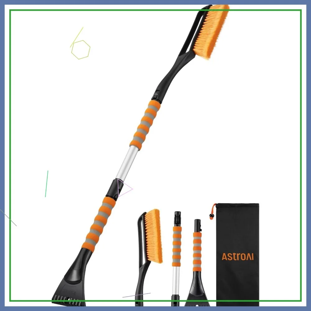 

40-дюймовая съемная щетка для снега и скребок для льда с эргономичной ручкой для автомобилей, грузовиков, внедорожников — сверхпрочный ПВХ из АБС-пластика