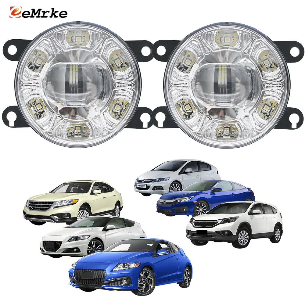 

Update Led Fog Lights Assembly + Car DRL for Honda Civic Crosstour CR-V CR-Z Insight with Lens Daytime Running Lamp Accessories