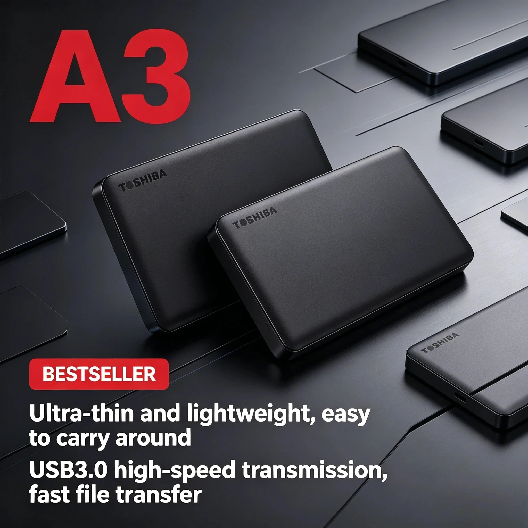 500GB 1TB 2TB Toshiba OEM A3 USB3.0 External HDD 2.5 Inch Portable Hard Disk Drive Box Storage Compact Pro V30 A1