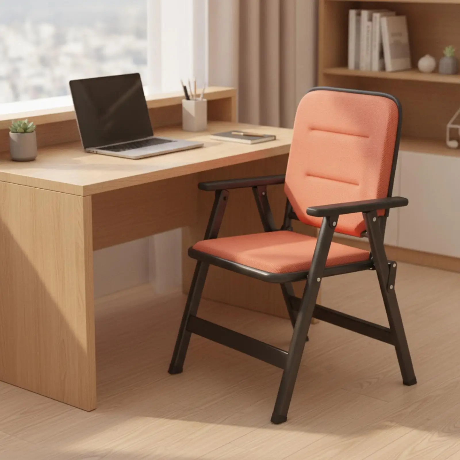 Ergonomic Folding Office Chair Breathable Mesh Padded Seat for Home Workstation Comfortable Adjustable Desk Chair