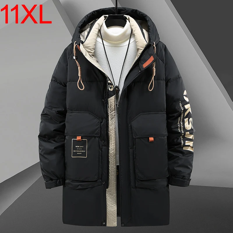 

Extra Size Men's Parkas Clothing Long Loose Casual Trend Man Hooded Plus Size Jacket Winter Jacket Men 11XL 10XL Coat Men Winter