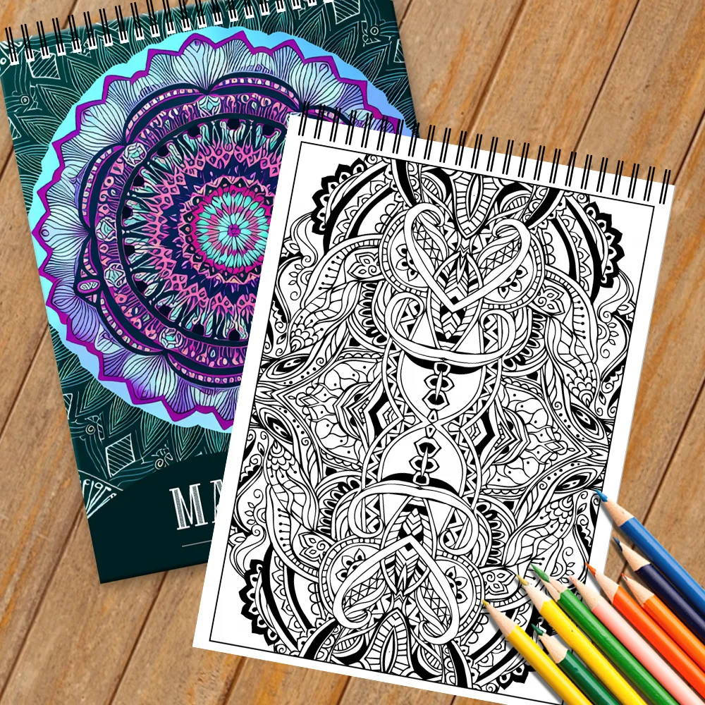 60 Pages Creative Coloring Book Brilliant Mandala Adult Coloring Book Stress Relieving Art Pencil Colored Coloring Drawing Book