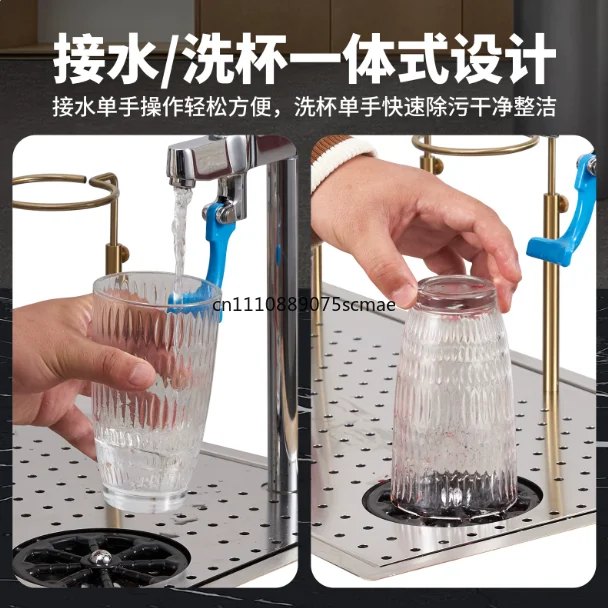 Stainless‑Steel High‑Pressure Cup Washer, Hand‑Brew Coffee Tea Maker, Sink Drain Push‑Type Table Faucet Holder