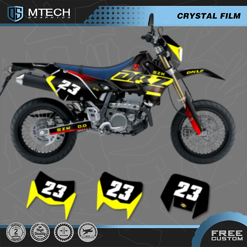 DSMTECH-Kit de décalcomanies et d'autocollants graphiques d'équipe personnalisés, SUZUKI DRZ400 SM S E DRZ 400 SM S E 1999-2022, numéro personnalisé 001