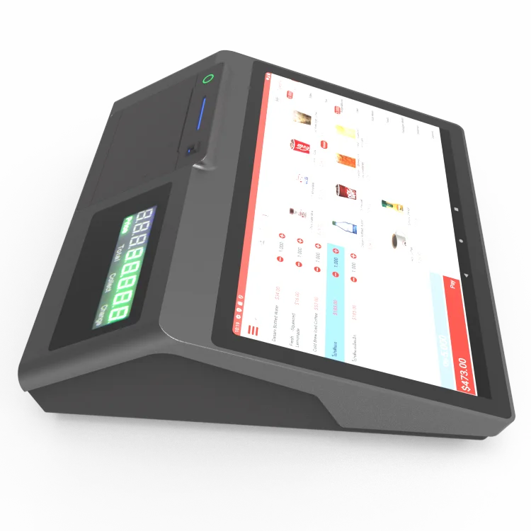 Integrated 12.5-inch touch screen POS system 80mm built-in thermal printer automatic cutting cash register