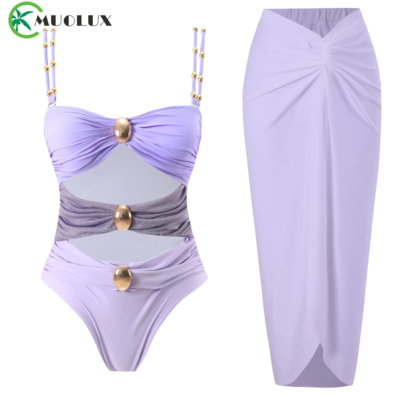 

Hollowen One Piece Swimsuit With Cover Up Sexy Swimwear Women Off Shoulder Swim Suits Patchwork Bathsuit Belt Bodysuit Beachwear