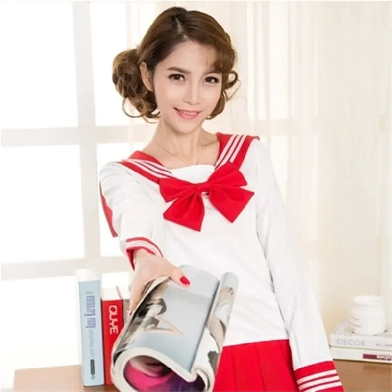 High quality sailor suit students school uniform for teens preppy style cos JK fashion Japanese Seifuku bow skirt shirt