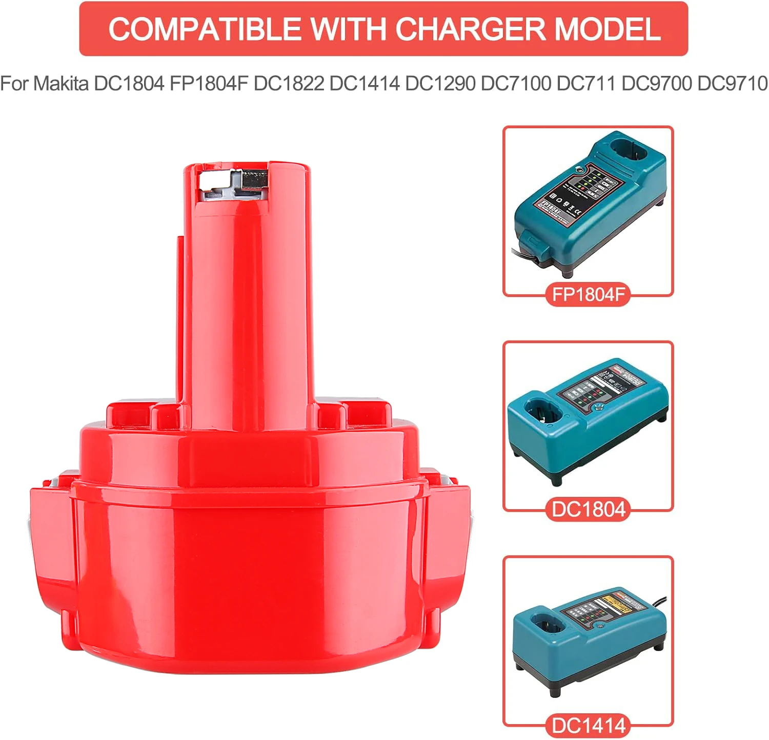 VANON 1/2/4Pcs 4.8Ah 1420 Ni-MH 14.4V Replace For Makita Battery Pin Compatible with 1422 1433 PA14 192600-1 1051D Power Tools