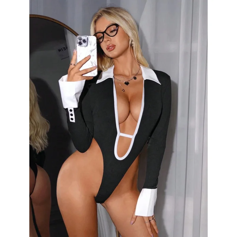 

High Elastic Hollow out Bodysuit Low Waist Short Panty Women's Jumpsuit Cross-Border High Elasticity Hollow Design Jumpsuit