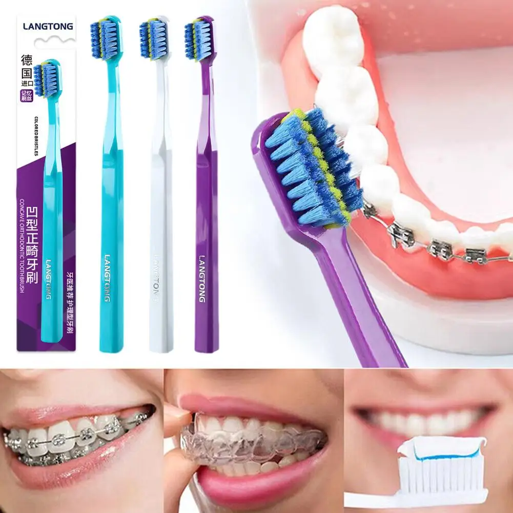 Cepillos de dientes de ortodoncia para adultos, cepillos de dientes suaves, 3 colores, herramienta profesional para el cuidado de la higiene bucal