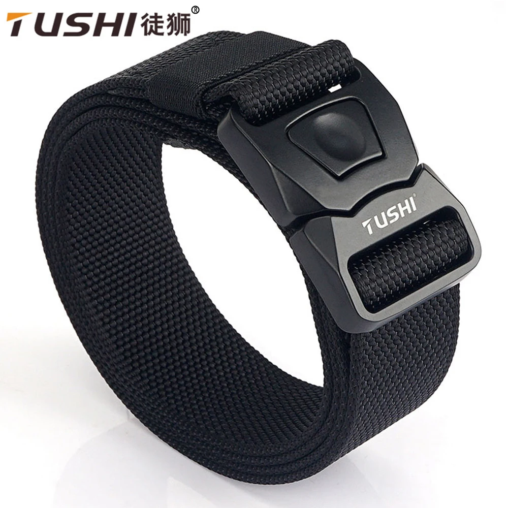 

TUSHI Quick Release Pluggable Buckle Tactical Belt Tough Nylon Military Belt For Men Combat Durable Male Jeans Waistband Hunting