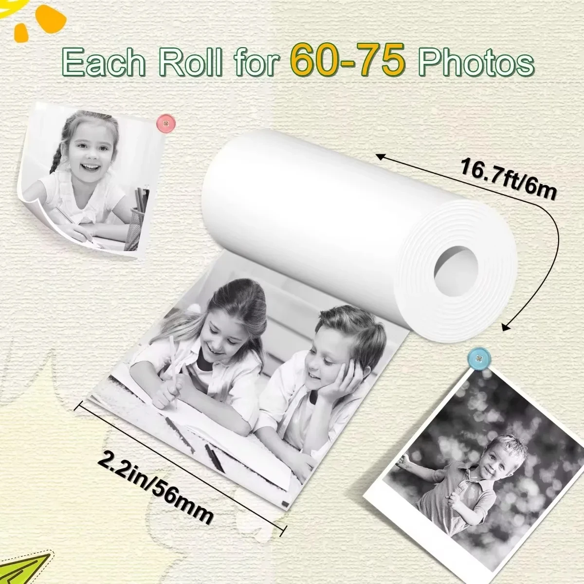 

57x30mm Non-Adhesive White Thermal Tags for Portable Printers & Crafts