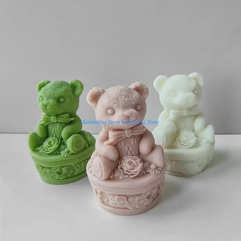 573B لطيف الدب قاعدة الجبس الزخرفة يدويا قالب القالب شمعة شخصية #2