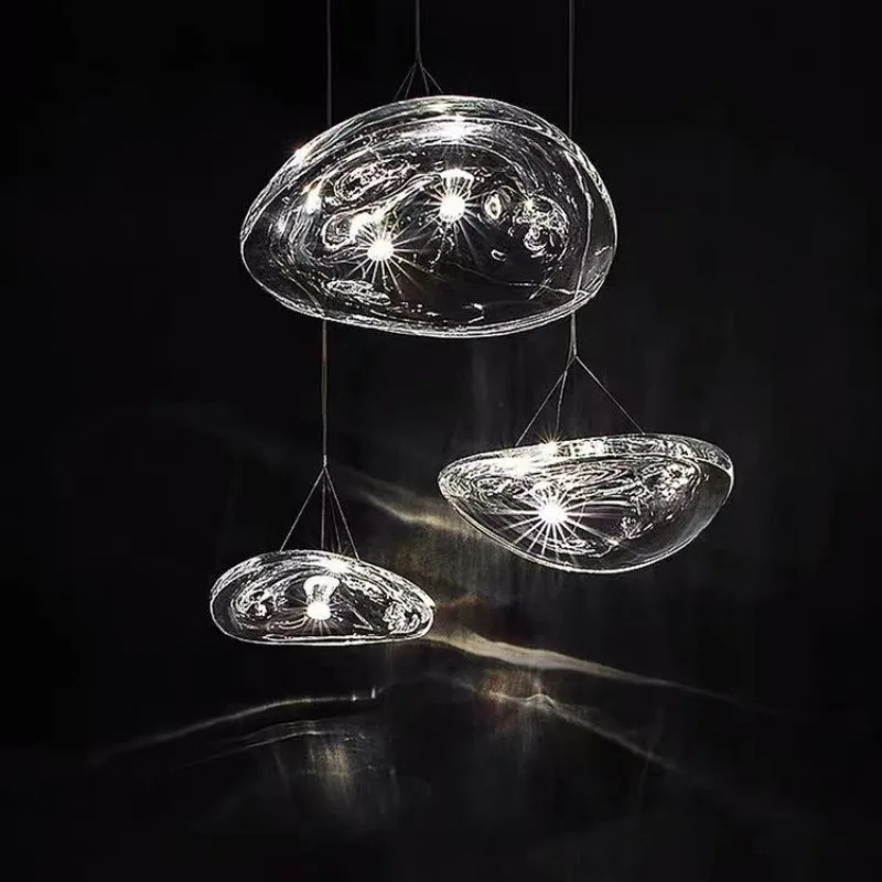 Model room staircase glass chandelier, Nordic living room bar lamp