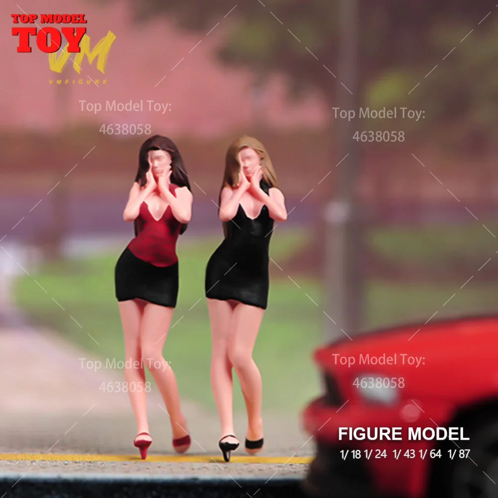 Painted Miniatures 1/64 1/87 1/43 Dancing Lady Wearing High Heels Short Skirts Scene Figure Accessory Unpainted Model ForDecorat