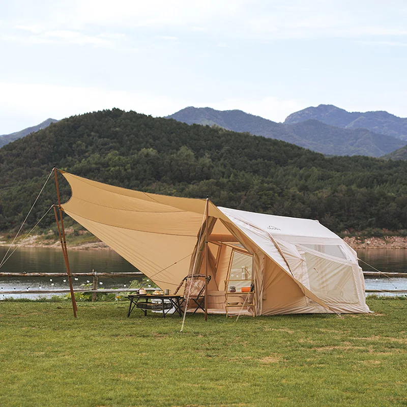 Coody Yustona Beige Cotton Inflatable Air Tent 2-4 Person Durable Large Four Season Family Outdoor Camping Shelter