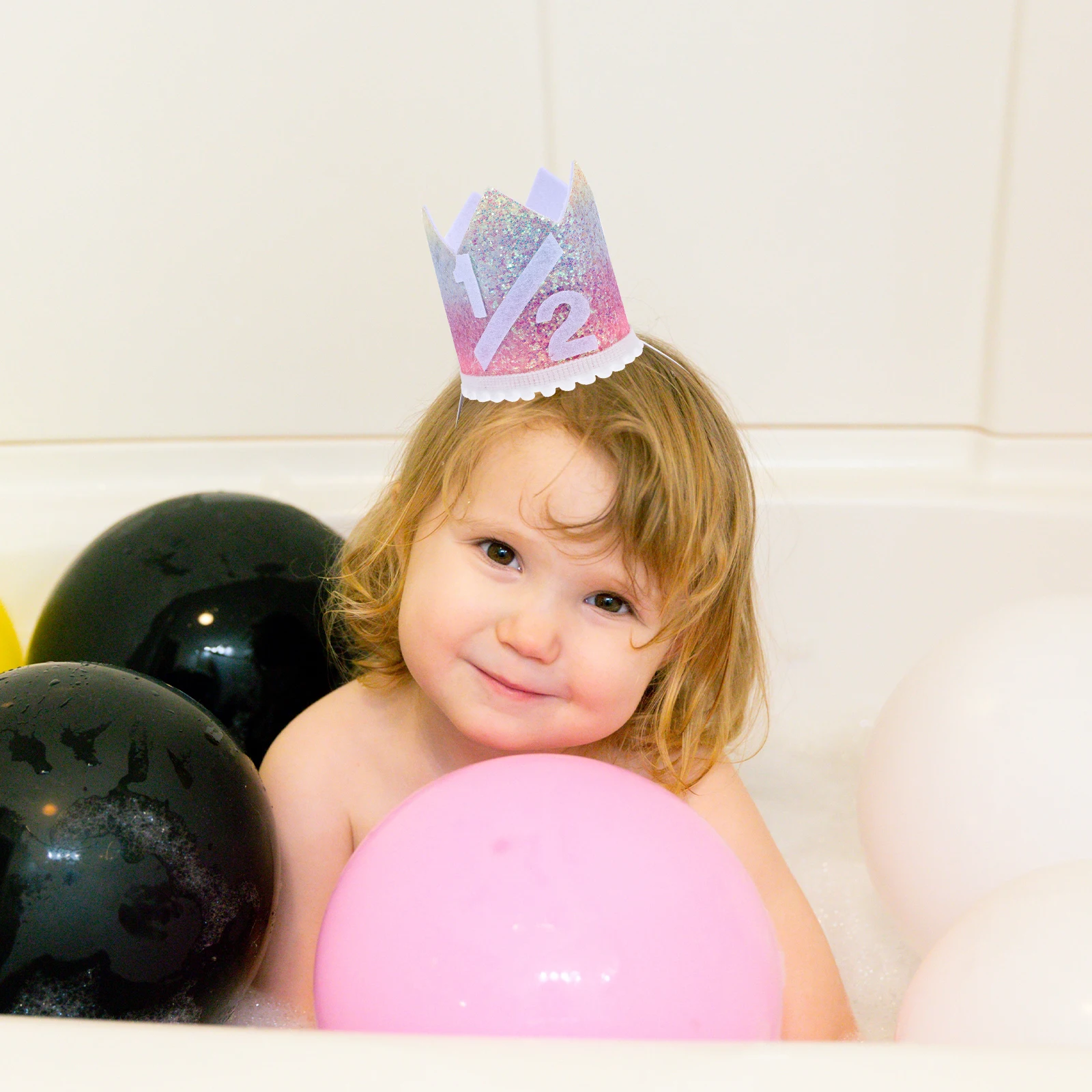 

Glitter Crown Birthday 1 2 Birthday Hat Party Prop 6 Month Kids Headwear Colorful Nonwoven Fabric Photo Accessories