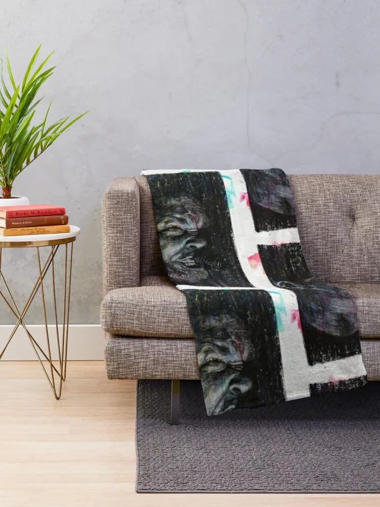 James Hetfield - Hand Drawn Oil and Ink Portrait Throw Blanket Flannel Cute Plaid Softest Blankets