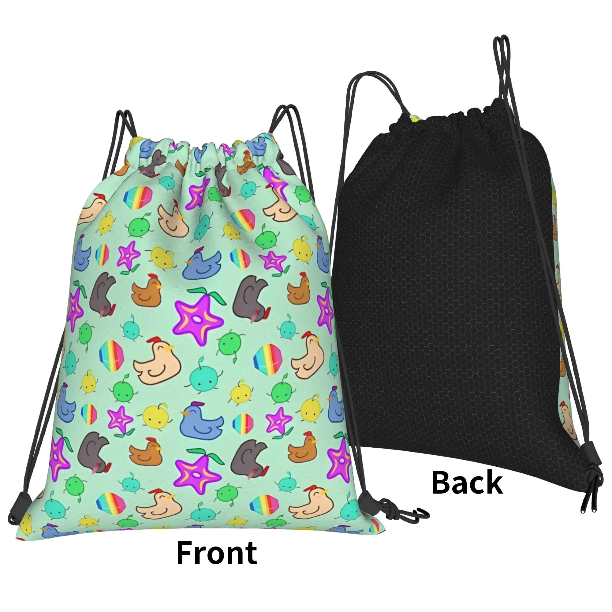 Vintage Happy Time Jumble stardew valley Portable Hiking Riding Gym Drawstring Storage Backpacks