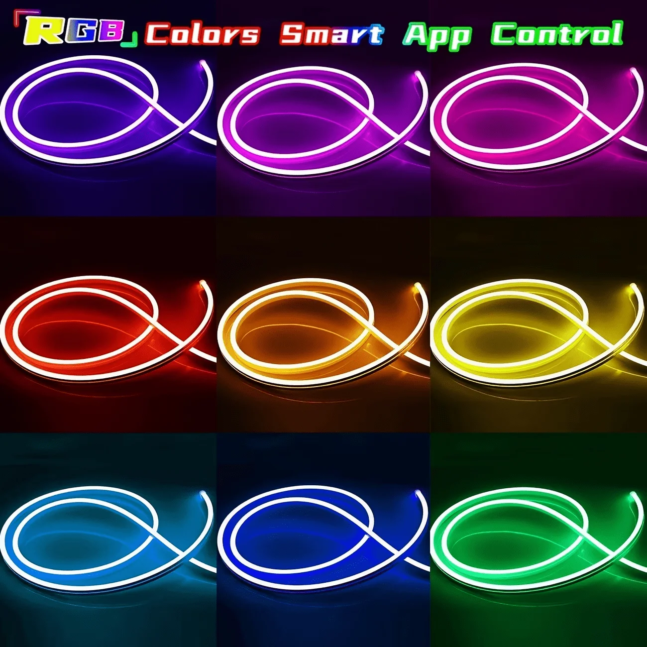 RGB LED Neon Lights with Remote Control, Neon Rope Lights, 44 Keys Remote Control, Neon Strip Lights 5V RGB Rope Lights