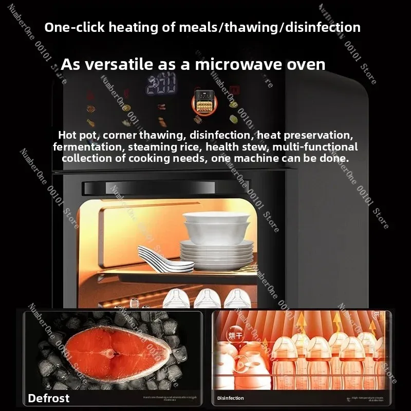 3 in 1 Microwave Air Fryer Oven Steamer Combo, Multifunction Countertop Electric Baking Roasting Machine for Home Kitchen