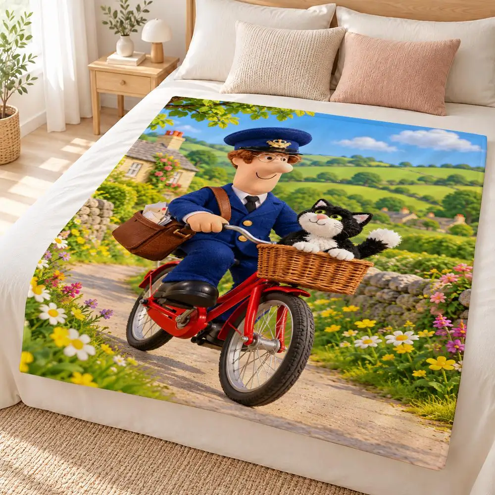 Postman Pat Throw Soft Flannel Throw Blanket for Sofa, Bed Dorm Nap Pet Blanket Gift Available