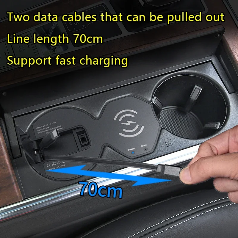 For Audi A6L/A7L - Magnetic Wireless Charger Hub, Fast Charge Dock, Cigarette Lighter Adapter, Center Console Upgrade Accessory