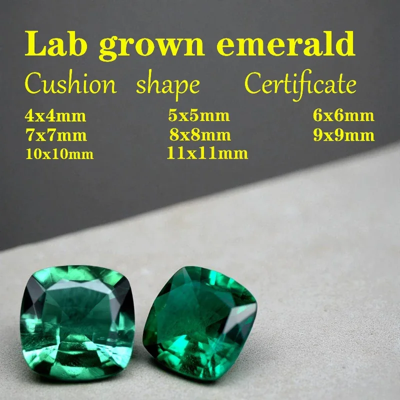 

Columbia Emerald Cushion Cut Laboratory Stone The Charms of DIY Ring Necklace Earrings Main Materials with Certificate Wholesale
