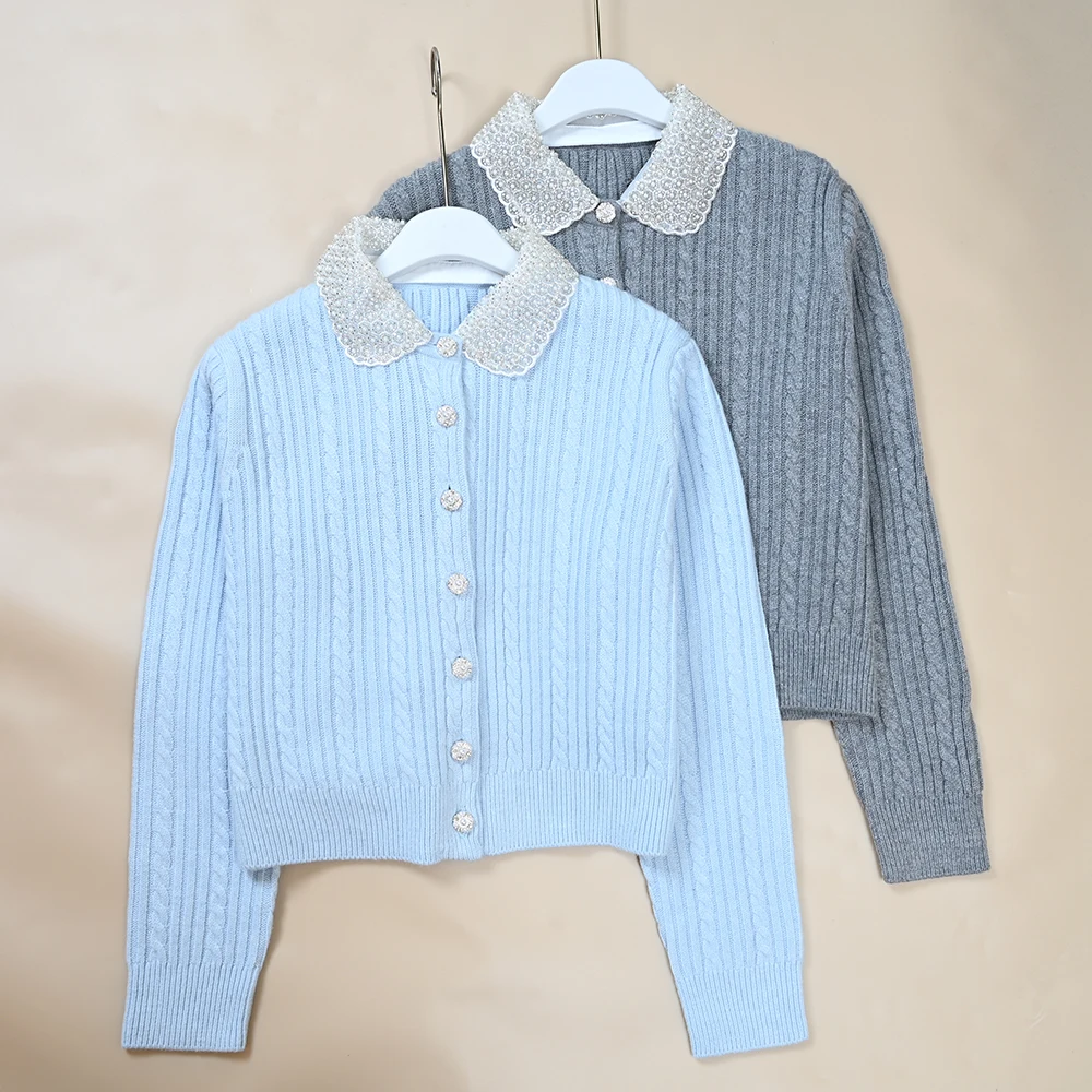 

Осень-зима, новый женский вязаный кардиган, вышитый цветочный узор, отложной воротник, длинный свек или длина, одинарный ...