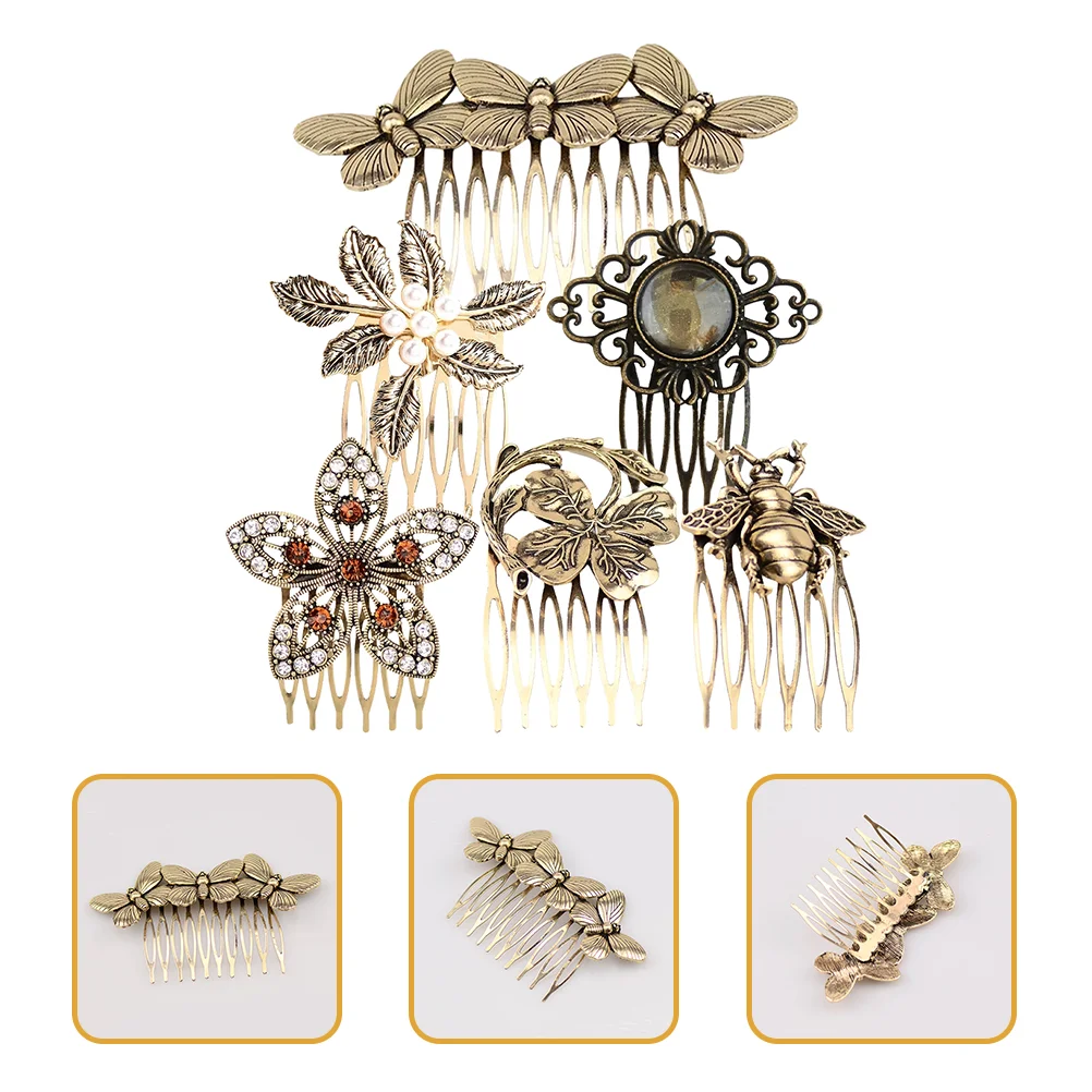 

6 Pcs Girls Accessories Retro Diamonds Hair Comb Combs for Women Decorative Clips Wedding Hairstyles Miss