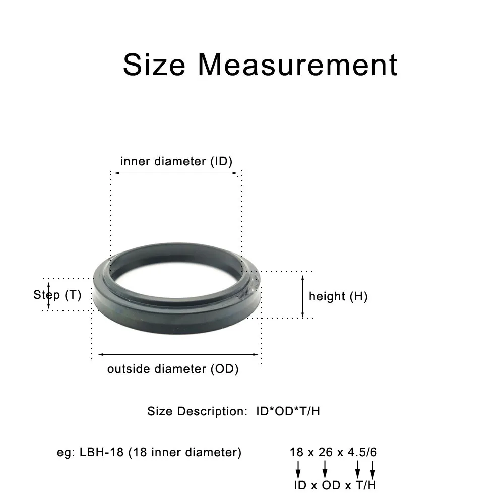 5Pcs Black NBR Rubber LBH Height 6mm Hydraulic Dust Seal Piston Rod Dust Ring Cylinder Dust-Proof Wiper Seal ID 11.2mm - 30mm