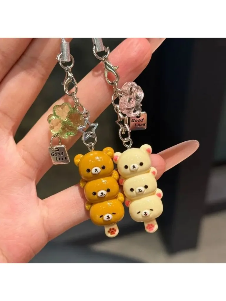 Urocze zawieszki do telefonu w kształcie misia, kawaii breloczki anime do torebki, akcesoria do plecaka, breloczki z kreskówkami, świąteczne prezenty jubilerskie. — zdjęcie 2