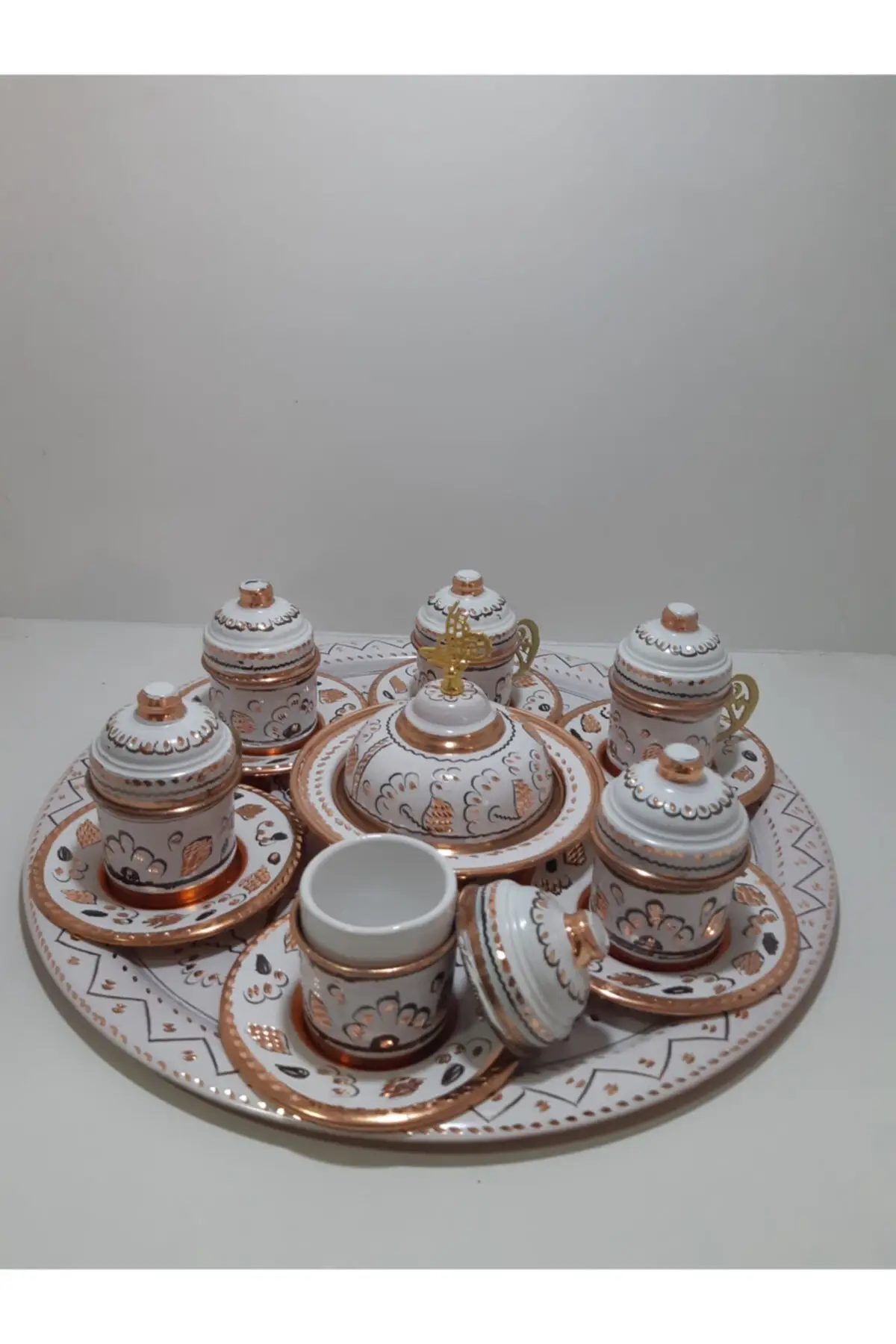 

DOLBOVI copper 6 handcrafted white coffee set handmade espresso cup