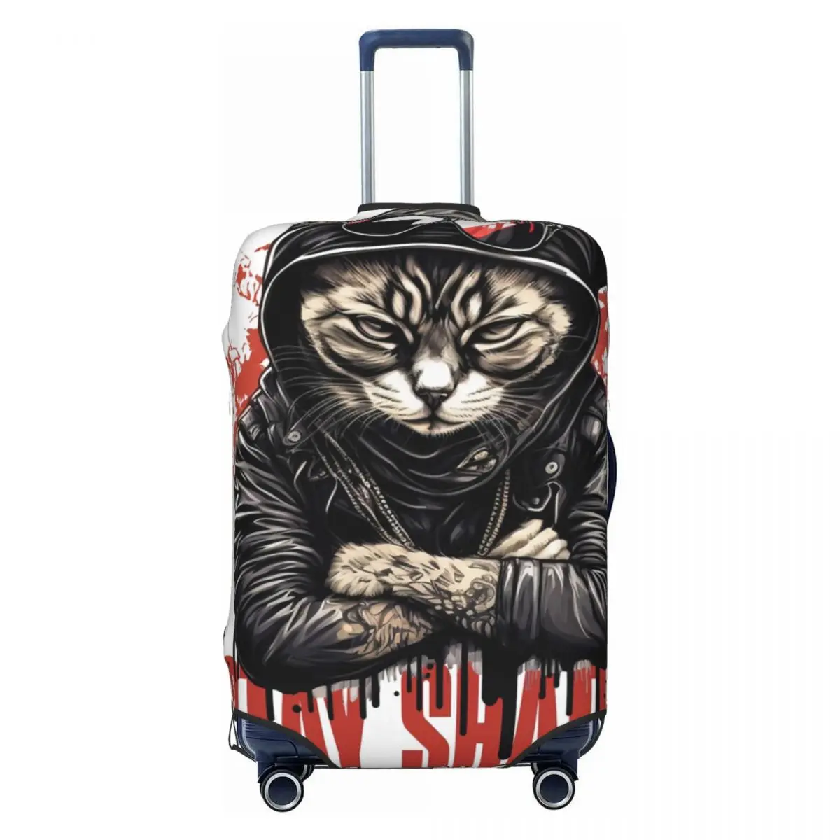 

Savage Assassin Cat Print Luggage Protective Dust Covers Elastic Waterproof 18-32inch Suitcase Cover Travel Accessories