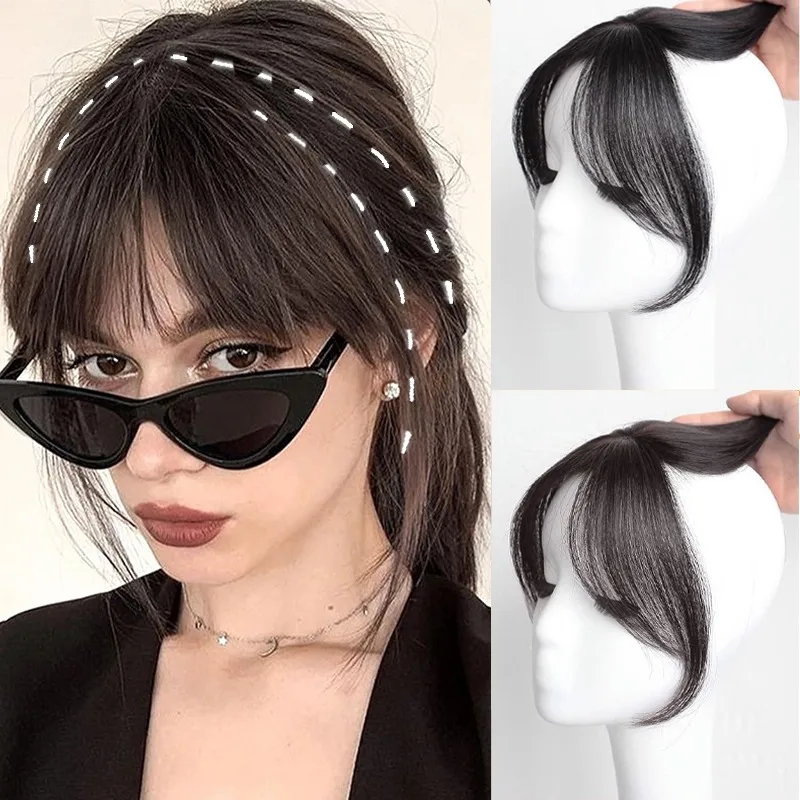 Fake Synthetic Air Bangs Hairclips Hair Extension Fringe False Blunt Hairpiece Women Clip Front Hair Bangs Fringes Hair Pieces