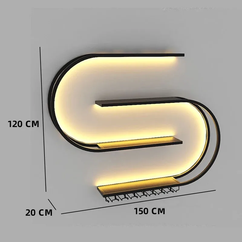 Nordic kute żelazne szafki na wino do meble barowe na ścianie stojak na wino kreatywne geometryczne restauracja artystyczna gablota ze światłem