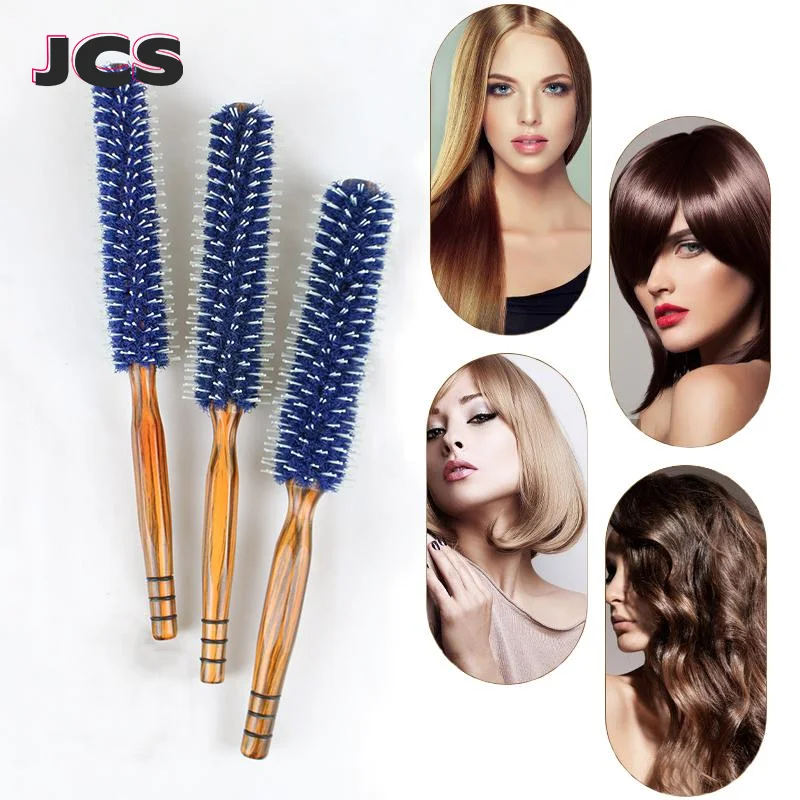 Anti Static Wood Natural Boar Bristle Hair Round Brush Hairdresser Styling Tool Teasing Brush For Hair Curly Comb Barber Salon