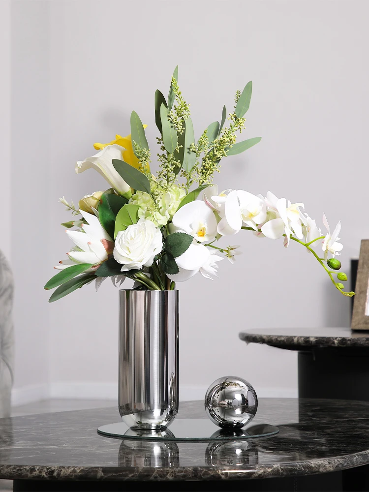Nordic Modern Sliver Vase Metal Stainless Steel Dried Flowers Luxury Stand for Flowers Home Design Living Room Decoration Gift