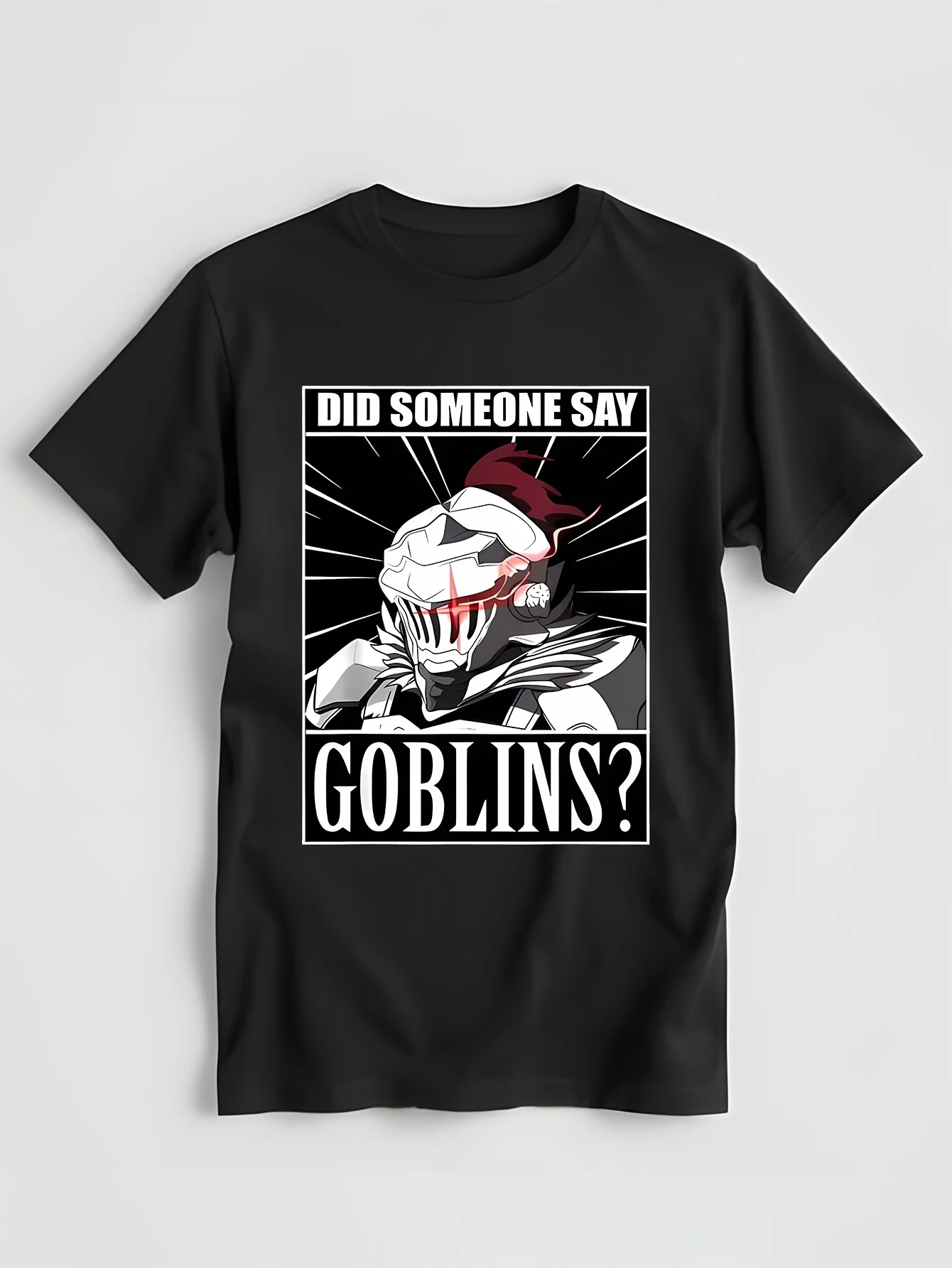 Goblin Anime Slayer Shirt Men's Custom airy Cotton Short-Sleeved Tshirt Fashion Crew Neck Tees Black : XXXL