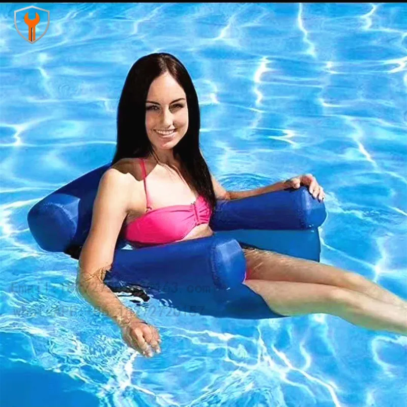 Foldable inflatable recliner with mesh hammock floating double backrest floating row
