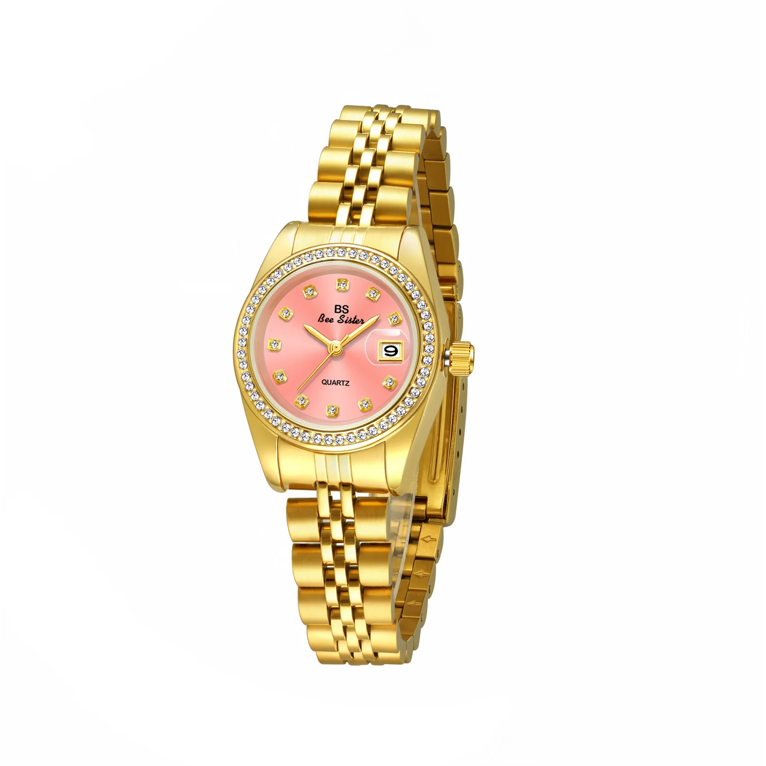 Relojes de lujo para mujer, elegante reloj dorado Vintage, pulsera de acero inoxidable, reloj de pulsera con temperamento, reloj de mujer de alta calidad