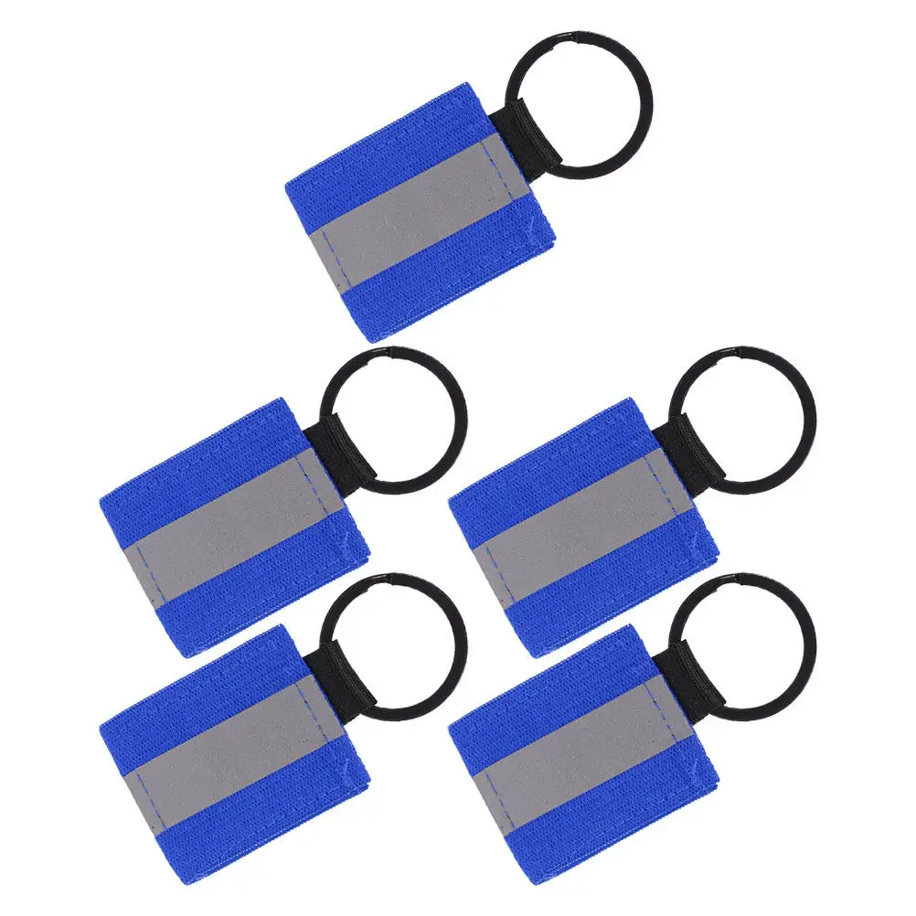 5Pcs Reflective Keychain Tags Double Sided Nylon Reflective Pendant Tags for Backpack Luggage Keys Zipper Pulls High Visibility