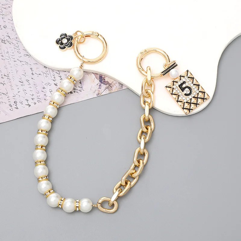 DIY Pearl Double Chain Handheld Chain Bag Phone Chain Phone Case Key