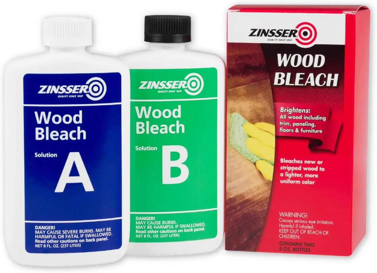 

Wood Bleach Kit for Furniture, Floors & Cabinets - Lightens Wood, Removes Red Tones, Easy 2-Step Application