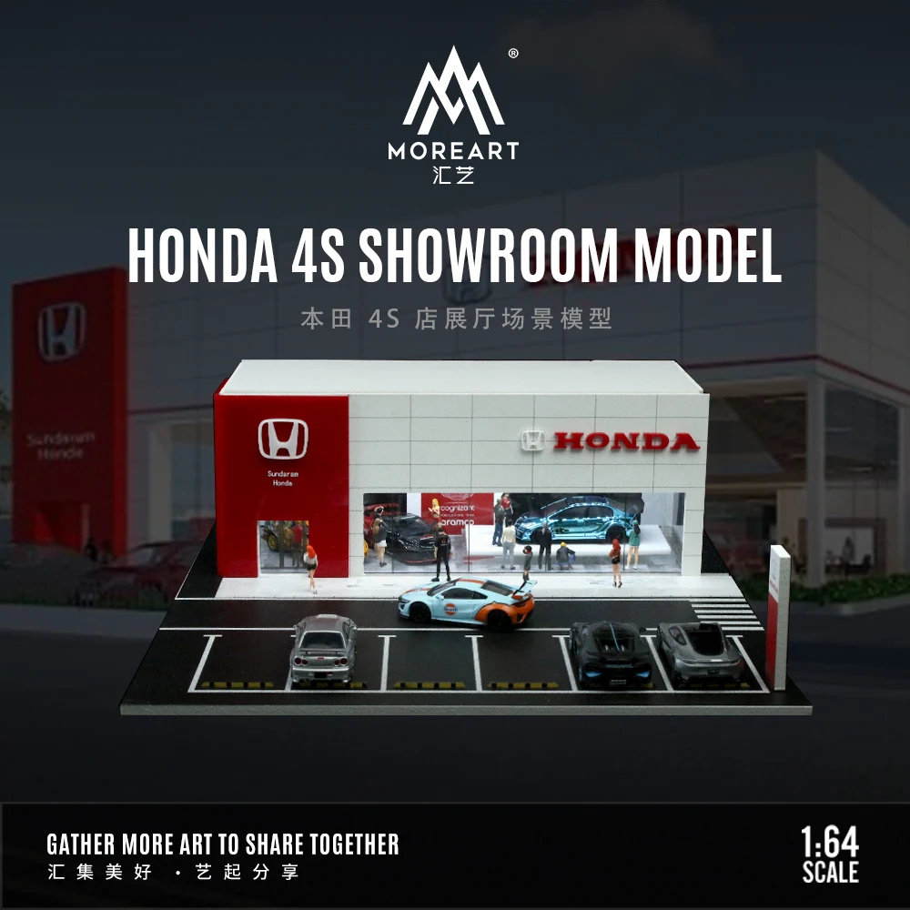 

MoreArt&timemicro 1:64 Honda 4S Shop car showroom light version assembly display scene -in stock