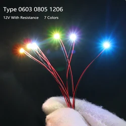 12V Led 10Pcs SMD Lamp Wired Micro Led Pre-soldered Litz 12V With 1.5k Resistance Type 0603 0805 1206 For Gundam Scene Material