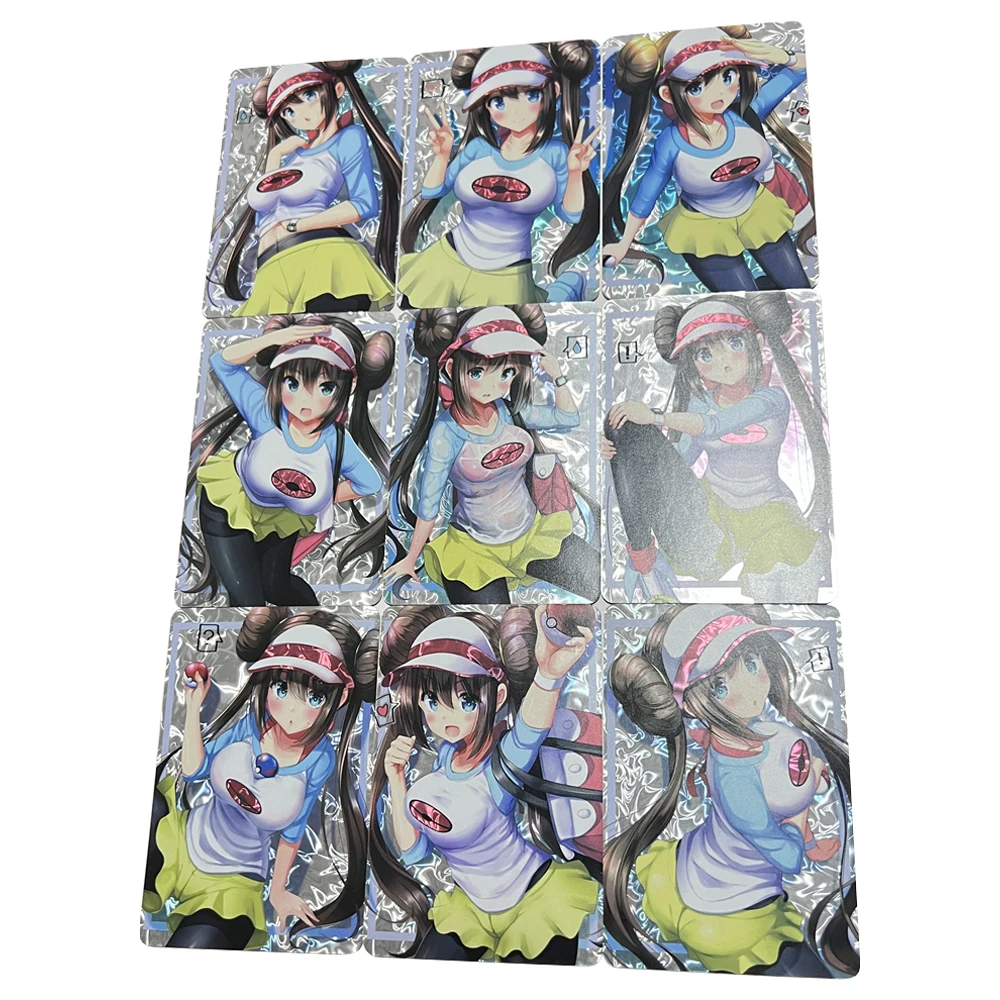 

9Pcs/set Rosa Flash Cards Pokemon Trainer Rosa Suit ACG Kawaii Classic Game Anime Collection Cards Gift Toys