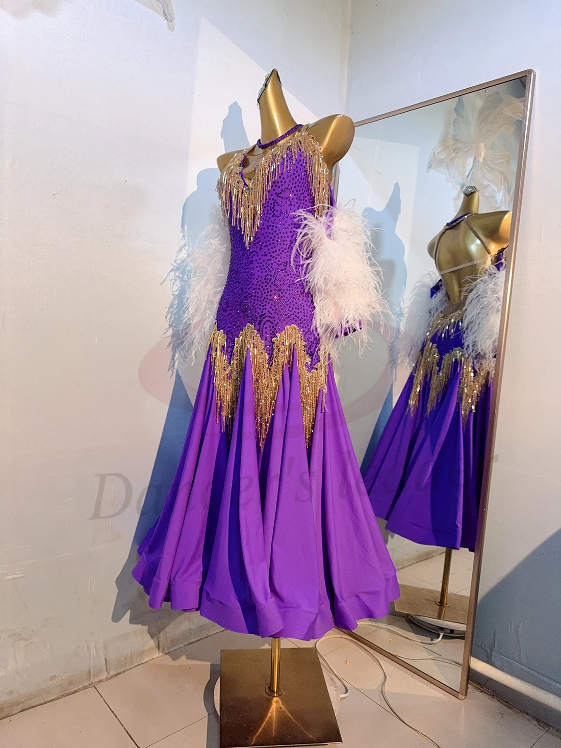 Latin Dance Professional Dress High-end Custom Purple Modern Large Skirt Tango Female Adult Children Standard Stage Costume