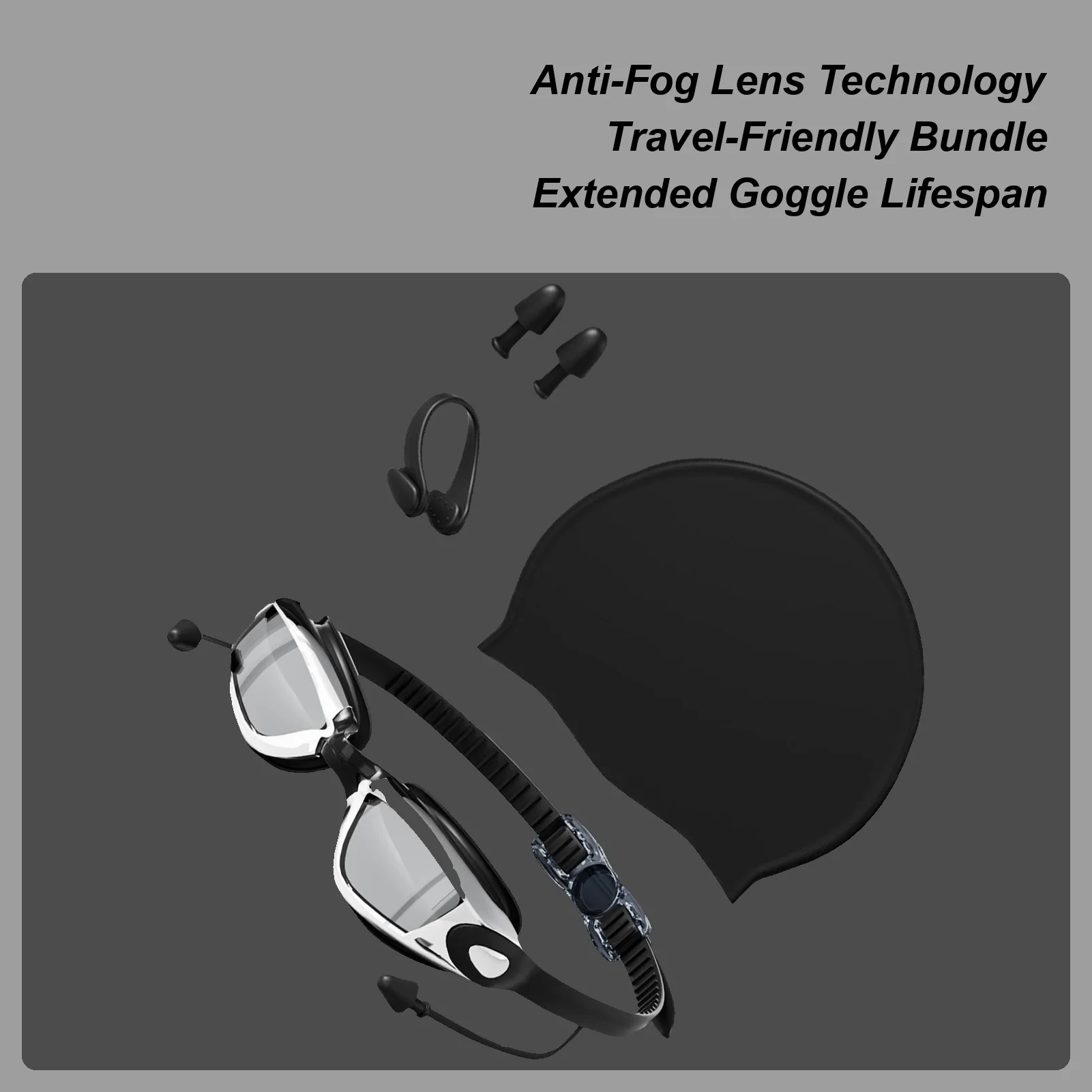 نظارات السباحة الرجال نظارات الماء مع سدادات الأذن المضادة للأشعة فوق البنفسجية لا تسرب نظارات السباحة للنساء الرجال المبتدئين الغوص #1